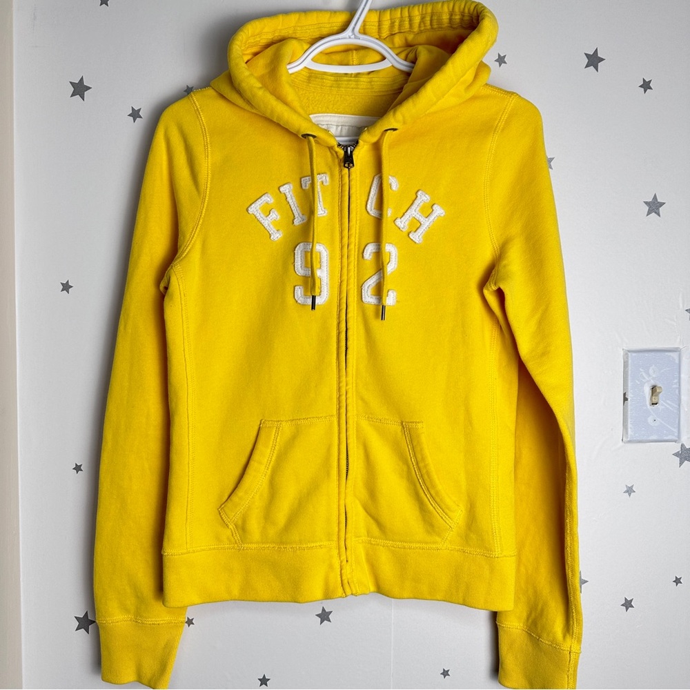 Abercrombie & Fitch logo zip hoodie Classic vintage size Medium EUC yellow